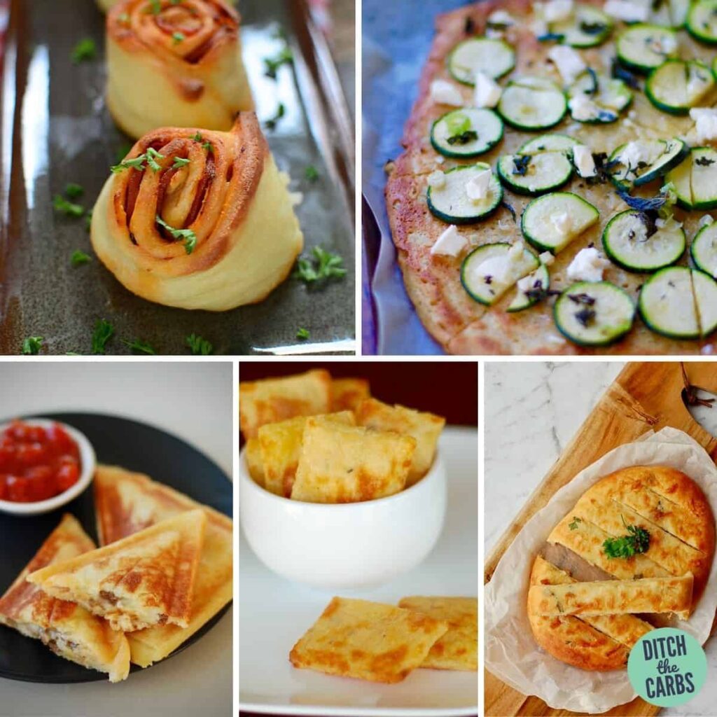 5 images of keto fathead dough variations