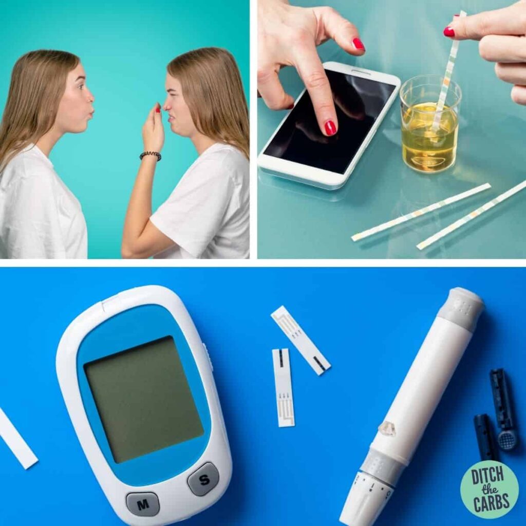 the 3 best ways to test ketones showing collage of all 3 methods