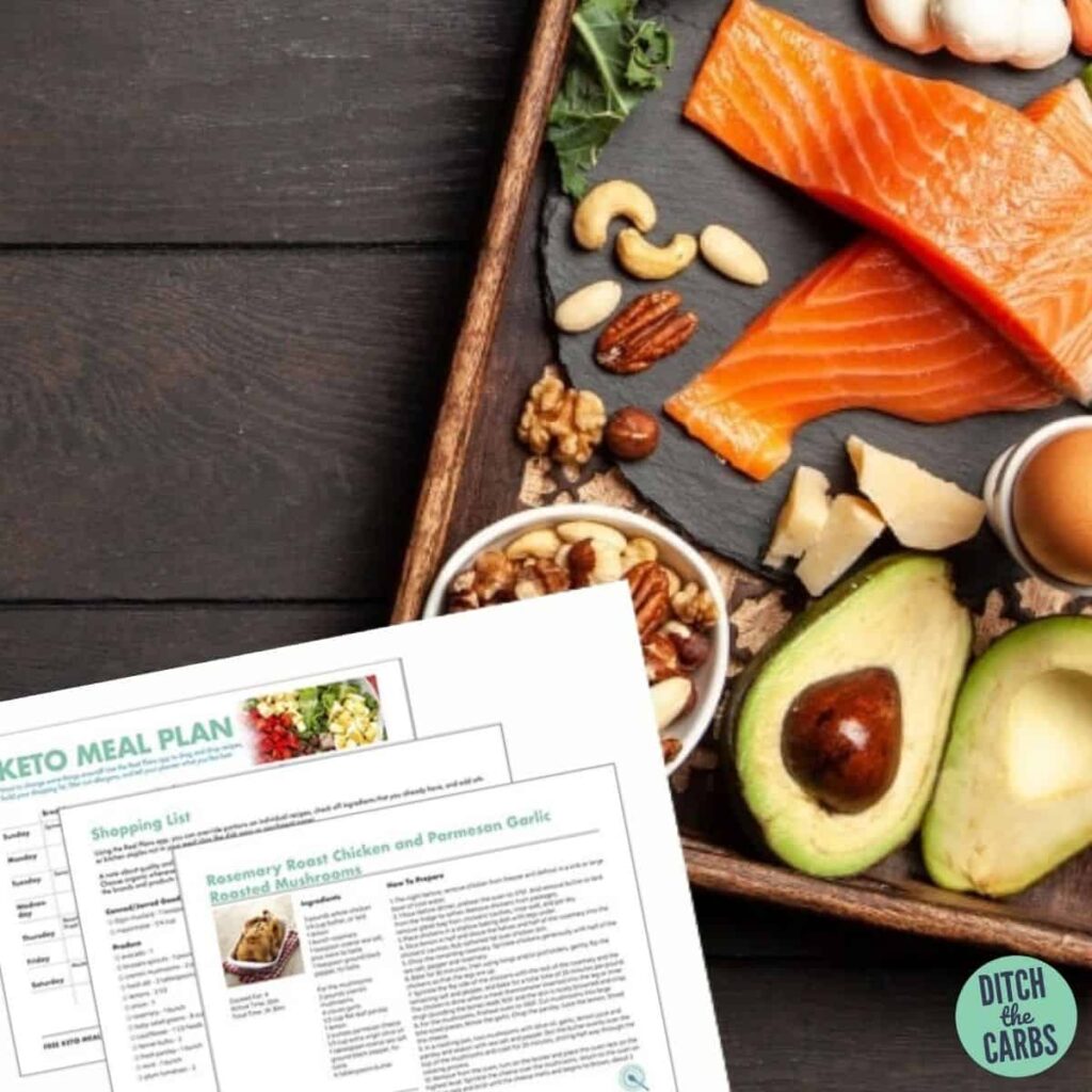 ree keto weekly meal plan showing a salmon steak