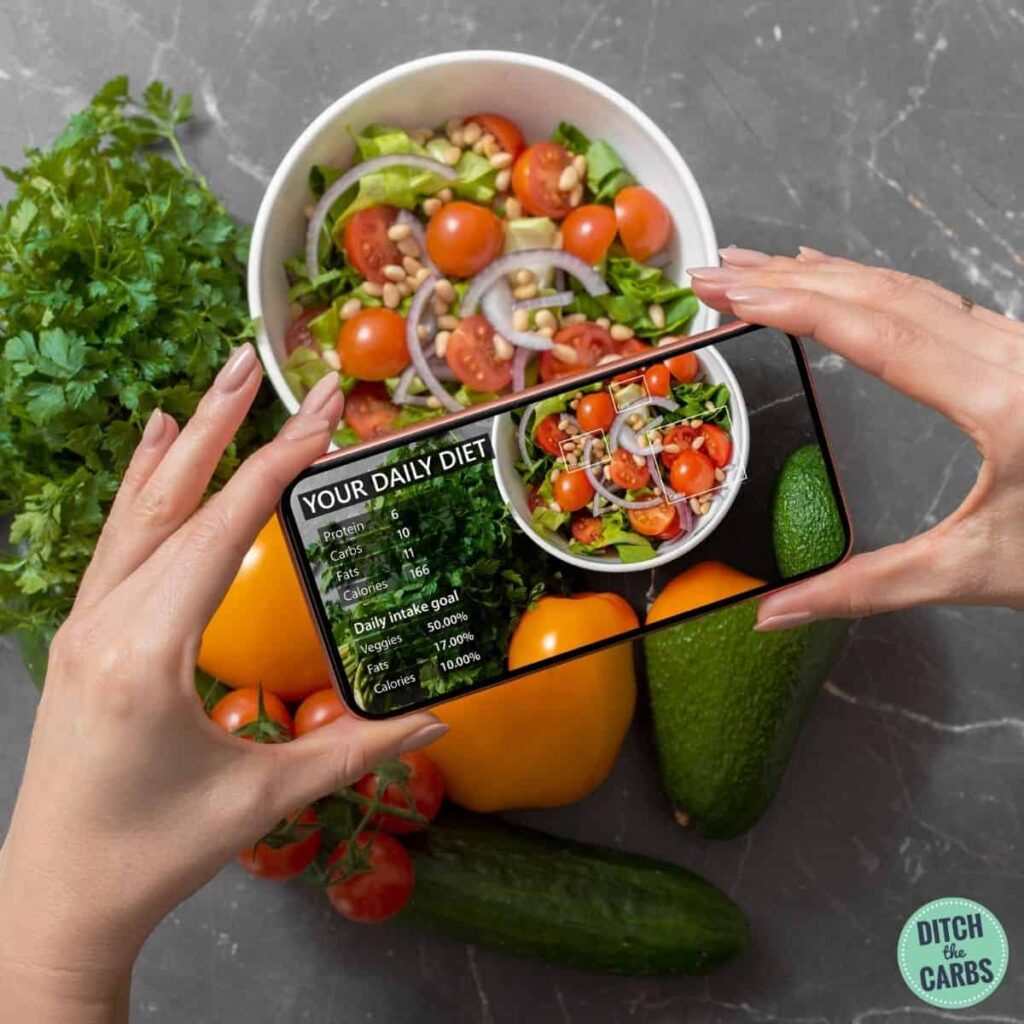 how to calculate macros with an app and bowl of salad