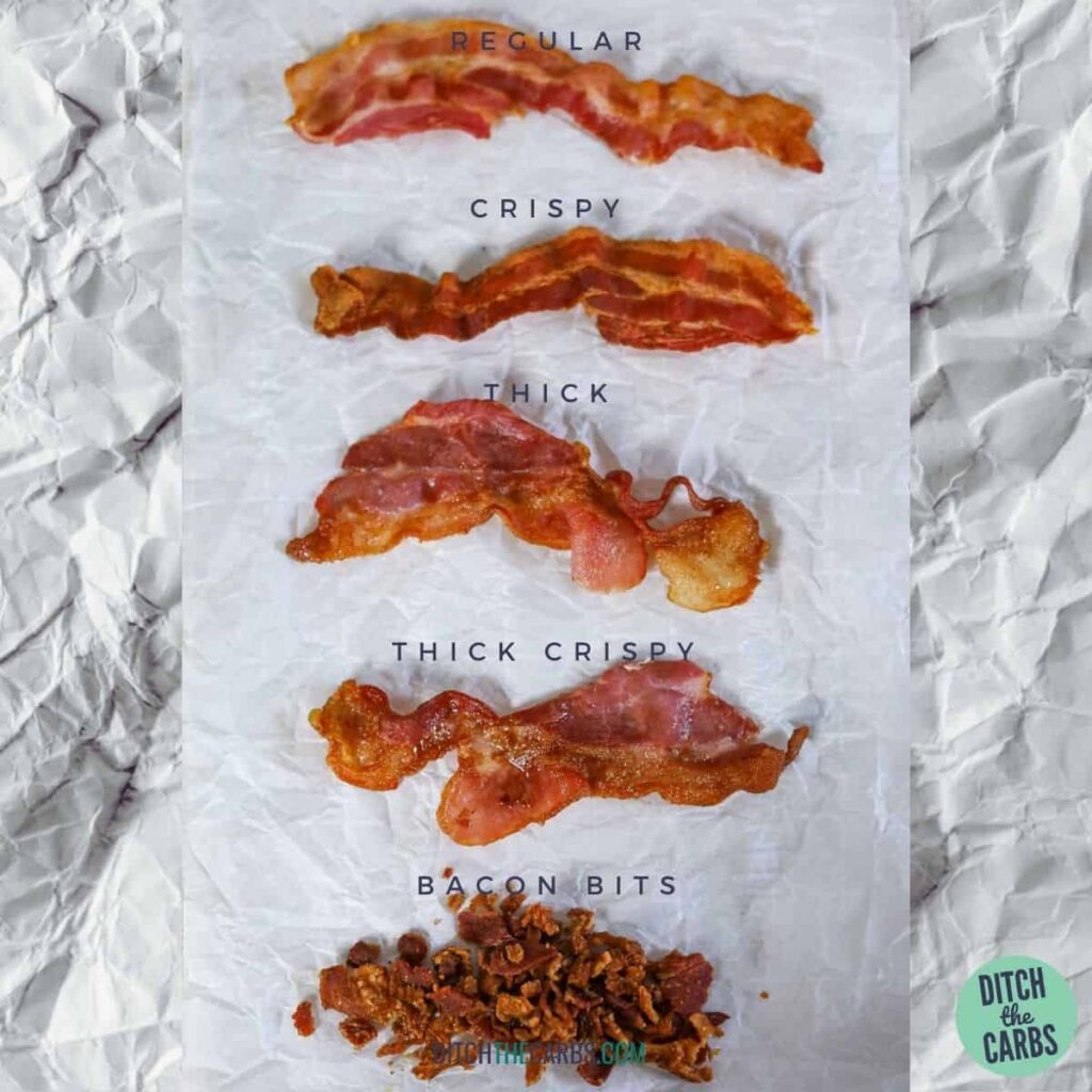chart of how to cook bacon in the air fryer