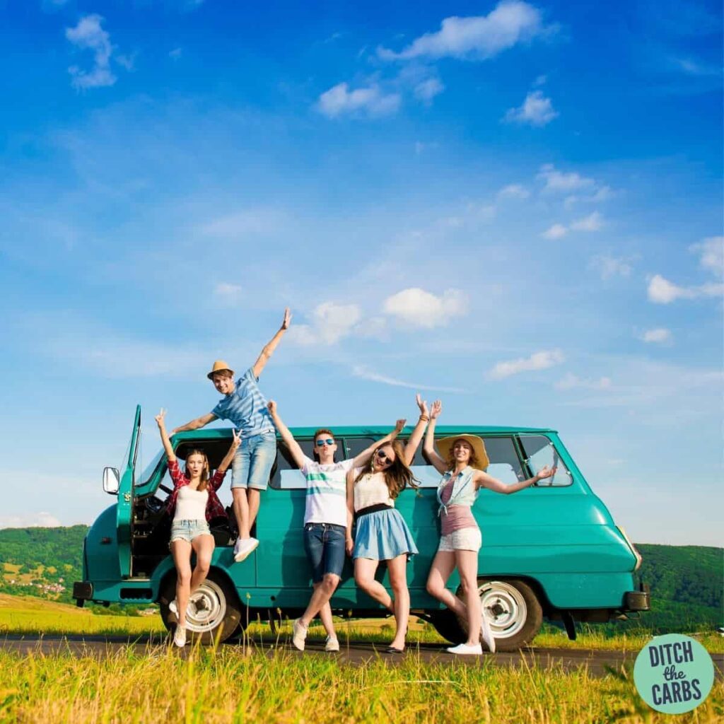 group of friends on a road trip