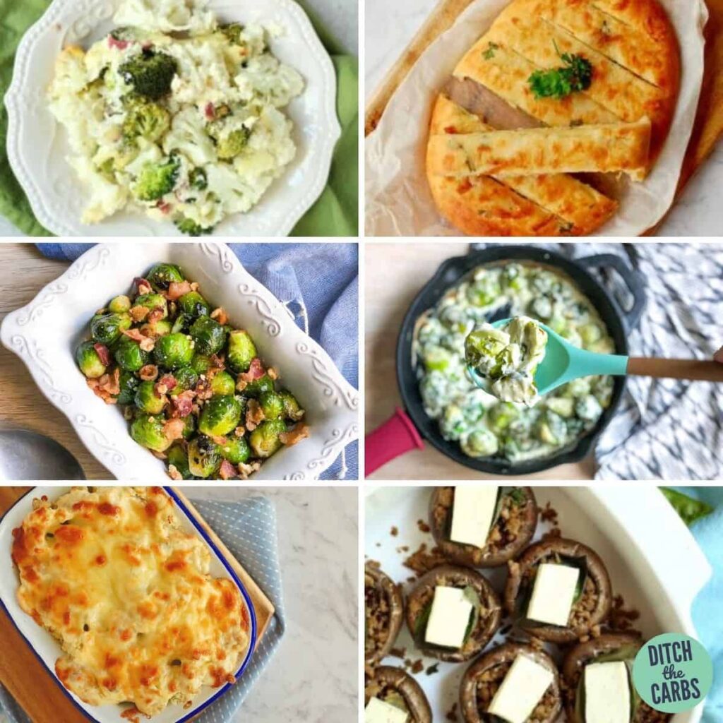 collage of easy keto side dishes