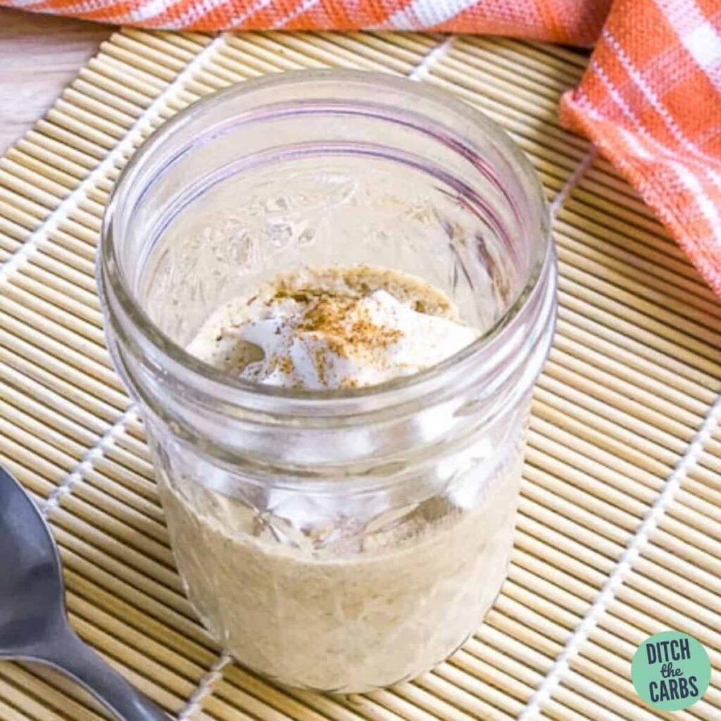 pumpkin spice cheesecake in a mason jar