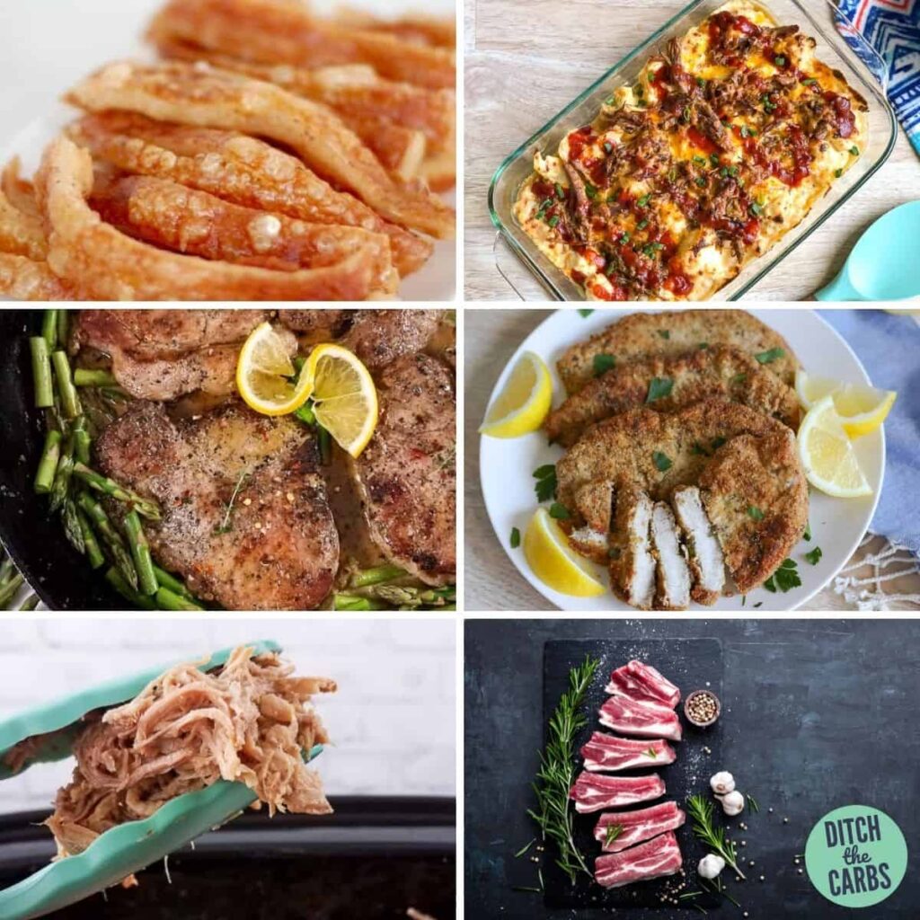 photo collage of the best keto pork recipes